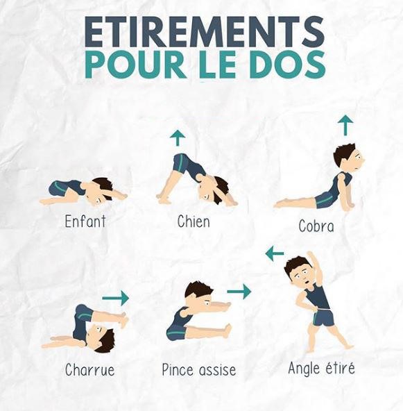 Schéma de différents étirements 